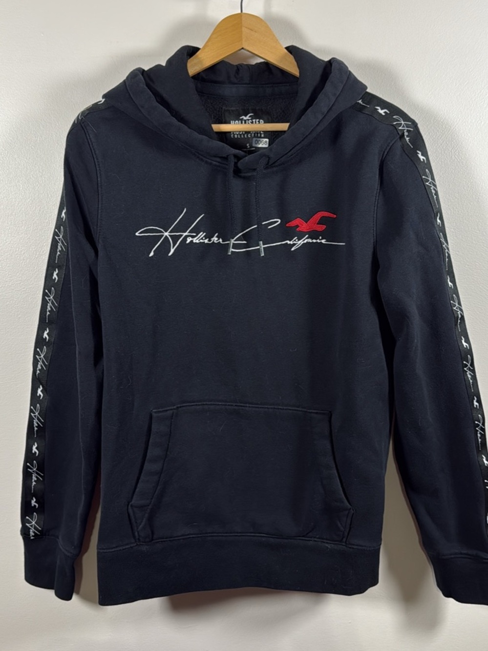Hollister Black Hoodie with Red Logo and Script
